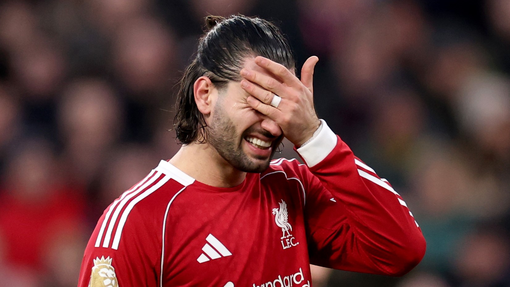 Szoboszlai Dominik, miután tizenegyest rontott a Liverpool és a Burnley bajnokiján.